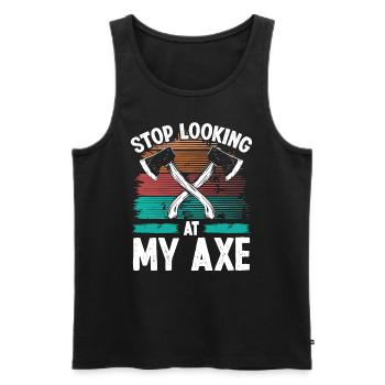Axe Throwing Stop looking at my Axe Thrower Quote - Männer Premium Bio Tank Top - Schwarz - Vorne - Michal (187cm)