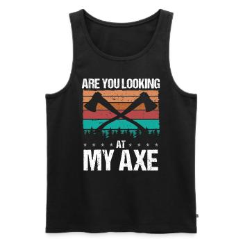 Axe Throwing Are you looking at my Axe Thrower - Männer Premium Bio Tank Top - Schwarz - Vorne - Michal (187cm)