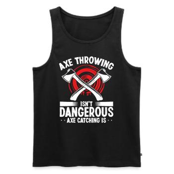 Axe Throwing Axe Catching is dangerous Thrower - Männer Premium Bio Tank Top - Schwarz - Vorne - AI Model Male 178 light (178cm)