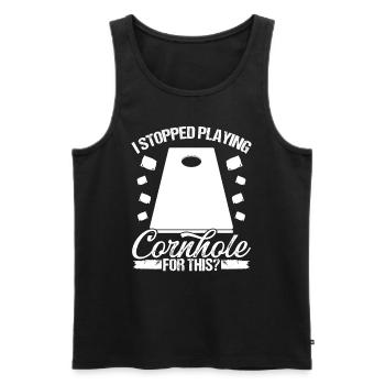 Cornhole Player J’ai arrêté de jouer Cornhole Team - Débardeur bio Premium Homme - noir - Devant - Michal (187cm)