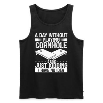 Cornhole Player Je n’ai aucune idée Cornhole Team - Débardeur bio Premium Homme - noir - Devant - Michal (187cm)