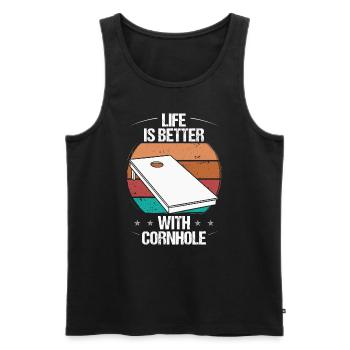 Cornhole Player Life is better with Cornhole Team - Men's Premium Organic Tank Top - black - Front - Michal (187cm)