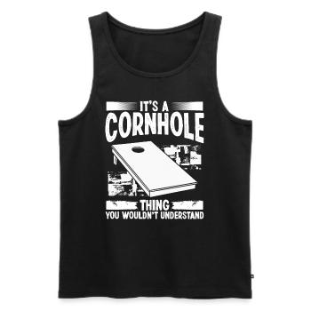 Cornhole Player c’est une chose Tosser Cornhole TeamC - Débardeur bio Premium Homme - noir - Devant - Michal (187cm)