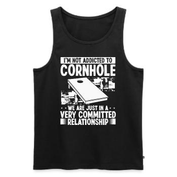 Équipe de relations engagées par un joueur de Cornhole - Débardeur bio Premium Homme - noir - Devant - Michal (187cm)