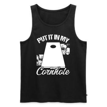 Partenaire joueur Cornhole Mettez-le dans mon équipe Cornhole - Débardeur bio Premium Homme - noir - Devant - AI Model Male 178 light (178cm)