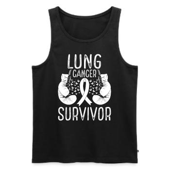 Lung Cancer Survivor Awareness Ribbon Gloves - Männer Premium Bio Tank Top - Schwarz - Vorne - Michal (187cm)