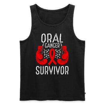 Oral Cancer Survivor Awareness Ribbon Gloves - Men's Premium Organic Tank Top - black - Front - Michal (187cm)