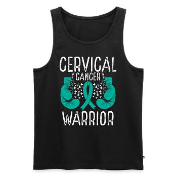 Cervical Cancer Warrior Awareness Ribbon Gloves - Men's Premium Organic Tank Top - black - Front - Michal (187cm)