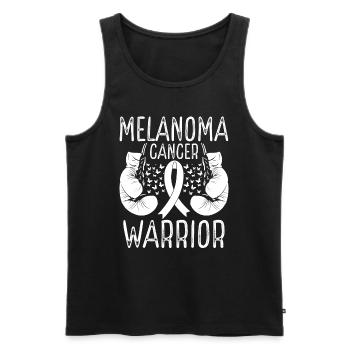 Melanoma Cancer Warrior Awareness Ribbon Gloves - Men's Premium Organic Tank Top - black - Front - Michal (187cm)