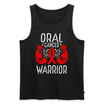 Oral Cancer Warrior Awareness Ribbon Gloves - Men's Premium Organic Tank Top - black - Front - Michal (187cm)