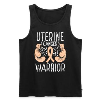 Uterine Cancer Warrior Awareness Ribbon Gloves - Men's Premium Organic Tank Top - black - Front - Michal (187cm)