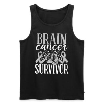 Brain Cancer Awareness Ribbon Gloves Survivor - Men's Premium Organic Tank Top - black - Front - Michal (187cm)