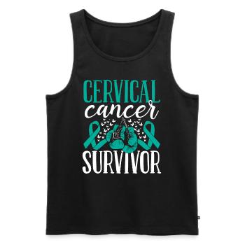 Cervical Cancer Awareness Ribbon Gloves Survivor - Men's Premium Organic Tank Top - black - Front - Michal (187cm)