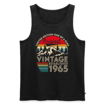 Original Vintage Établi En 1965 Anniversaire - Débardeur bio Premium Homme - noir - Devant - Michal (187cm)