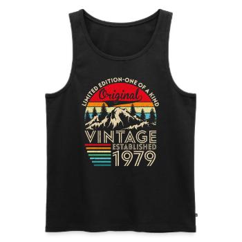 Original vintage established in 1979 anniversary - Men's Premium Organic Tank Top - black - Front - Michal (187cm)