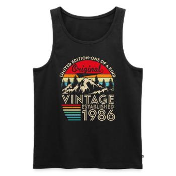 Original vintage established in 1986 anniversary - Men's Premium Organic Tank Top - black - Front - Michal (187cm)