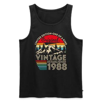 Original vintage established in 1988 anniversary - Men's Premium Organic Tank Top - black - Front - Michal (187cm)