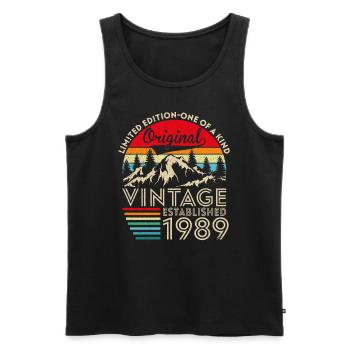Original Vintage Établi En 1989 Anniversaire - Débardeur bio Premium Homme - noir - Devant - Michal (187cm)
