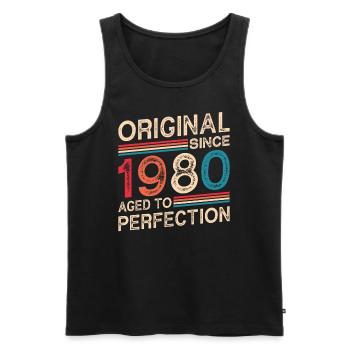 Original seit 1980 perfekt gereift - Männer Premium Bio Tank Top - Schwarz - Vorne - Michal (187cm)
