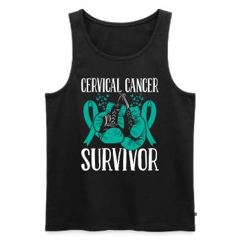 Cervical Cancer Month Survivor Ribbon Boxing Glove - Men's Premium Organic Tank Top - black - Front - Michal (187cm)