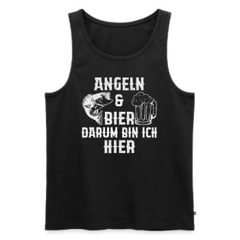 Angeln Und Bier Darum Bin Ich Hier - Männer Premium Bio Tank Top - Schwarz - Vorne - Michal (187cm)