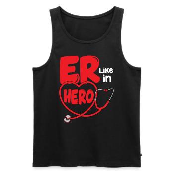 Urgence Room Tech ER comme dans Hero ER Nurse - Débardeur bio Premium Homme - noir - Devant - Michal (187cm)
