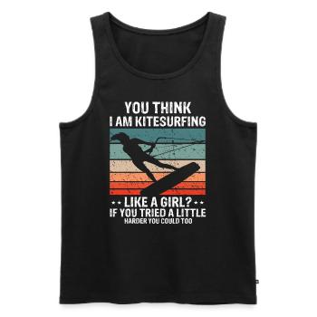 Kitesurfing like a Girl Kiteboarding Kite - Männer Premium Bio Tank Top - Schwarz - Vorne - AI Model Male 178 light (178cm)