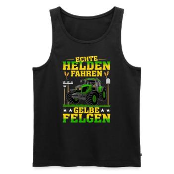 Echte Helden Fahren Gelbe Felgen - Männer Premium Bio Tank Top - Schwarz - Vorne - Michal (187cm)