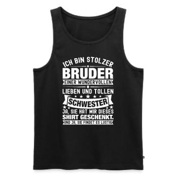 Ich Bin Stolzer Bruder Einer Wonderful Schwester - Männer Premium Bio Tank Top - Schwarz - Vorne - AI Model Male 178 light (178cm)