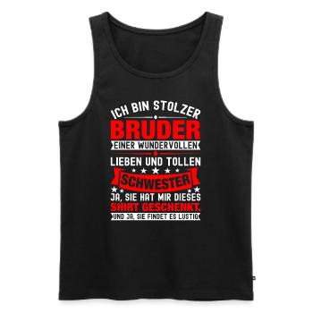 Ich Bin Stolzer Bruder Einer Wonderful Schwester - Männer Premium Bio Tank Top - Schwarz - Vorne - AI Model Male 178 light (178cm)
