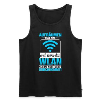 Aufräumen Muss Man Erst Wenn Das Wlan - Männer Premium Bio Tank Top - Schwarz - Vorne - Michal (187cm)