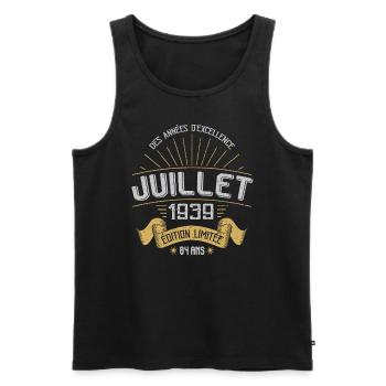Juillet 1939 84 Ans Anniversaire Vintage Cadeau - Débardeur bio Premium Homme - noir - Devant - Michal (187cm)