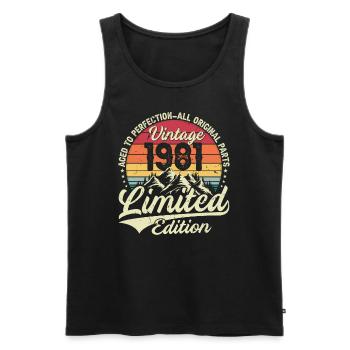 Vintage Birthday Gift 1981 Limited Edition - Men's Premium Organic Tank Top - black - Front - Michal (187cm)