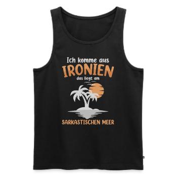 Ich Komme Aus Ironien - Männer Premium Bio Tank Top - Schwarz - Vorne - AI Model Male 178 light (178cm)