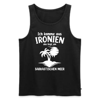 Ich Komme Aus Ironien - Männer Premium Bio Tank Top - Schwarz - Vorne - AI Model Male 178 light (178cm)