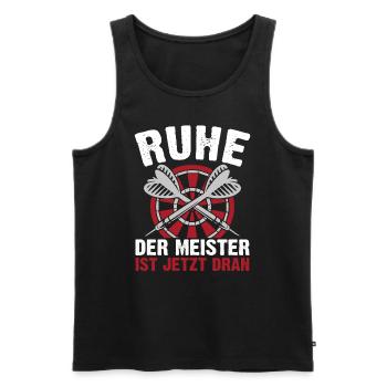 Ruhe Der Meister Ist Jetzt Dran - Männer Premium Bio Tank Top - Schwarz - Vorne - Michal (187cm)