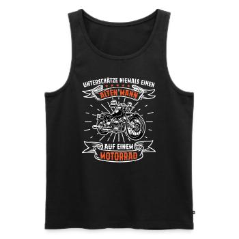 Geschenkidee Ein Alter Mann Auf Einem Motorrad - Männer Premium Bio Tank Top - Schwarz - Vorne - Michal (187cm)