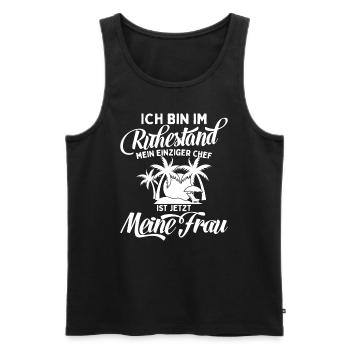 Ich Bin Pensioniert Mein Chef Ist Meine Frau - Männer Premium Bio Tank Top - Schwarz - Vorne - AI Model Male 178 light (178cm)