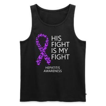 Autoimmune Hepatitis Ribbon His Fight is my Fight - Men's Premium Organic Tank Top - black - Front - Michal (187cm)