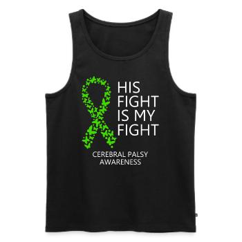 Mois du ruban de paralysie cérébrale Son combat est mon combat - Débardeur bio Premium Homme - noir - Devant - Michal (187cm)