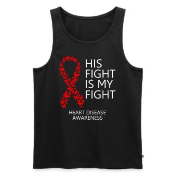 Mois du ruban des maladies du cœur Son combat est mon combat - Débardeur bio Premium Homme - noir - Devant - Michal (187cm)