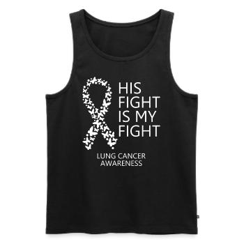 Lung Cancer Ribbon Month His Fight is my Fight - Männer Premium Bio Tank Top - Schwarz - Vorne - Michal (187cm)