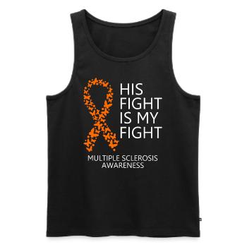 Multiple Sclerosis Ribbon His Fight is my Fight - Männer Premium Bio Tank Top - Schwarz - Vorne - AI Model Male 178 light (178cm)