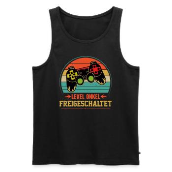 Level Onkel Freigeschaltet - Männer Premium Bio Tank Top - Schwarz - Vorne - Michal (187cm)