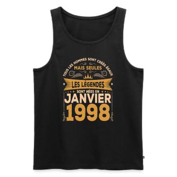 Les Légendes Sont Nées En Janvier 1998 - Débardeur bio Premium Homme - noir - Devant - Michal (187cm)