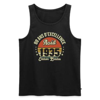 Août 1935 88 Ans Anniversaire Vintage Cadeau - Débardeur bio Premium Homme - noir - Devant - Michal (187cm)