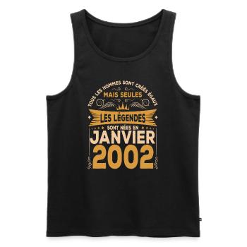 Les Légendes Sont Nées En Janvier 2002 - Débardeur bio Premium Homme - noir - Devant - Michal (187cm)