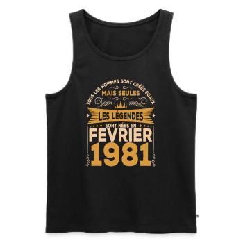Les Légendes Sont Nées En Février 1981 - Débardeur bio Premium Homme - noir - Devant - AI Model Male 178 light (178cm)