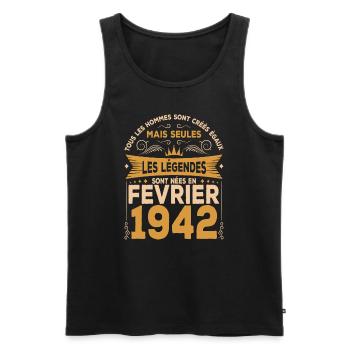 Les Légendes Sont Nées En Février 1942 - Débardeur bio Premium Homme - noir - Devant - Michal (187cm)