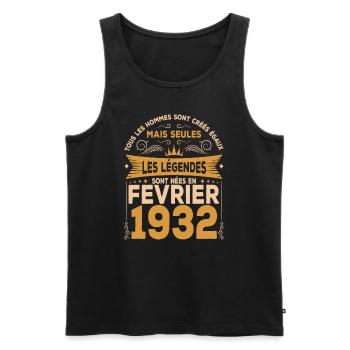 Les Légendes Sont Nées En Février 1932 - Débardeur bio Premium Homme - noir - Devant - Michal (187cm)